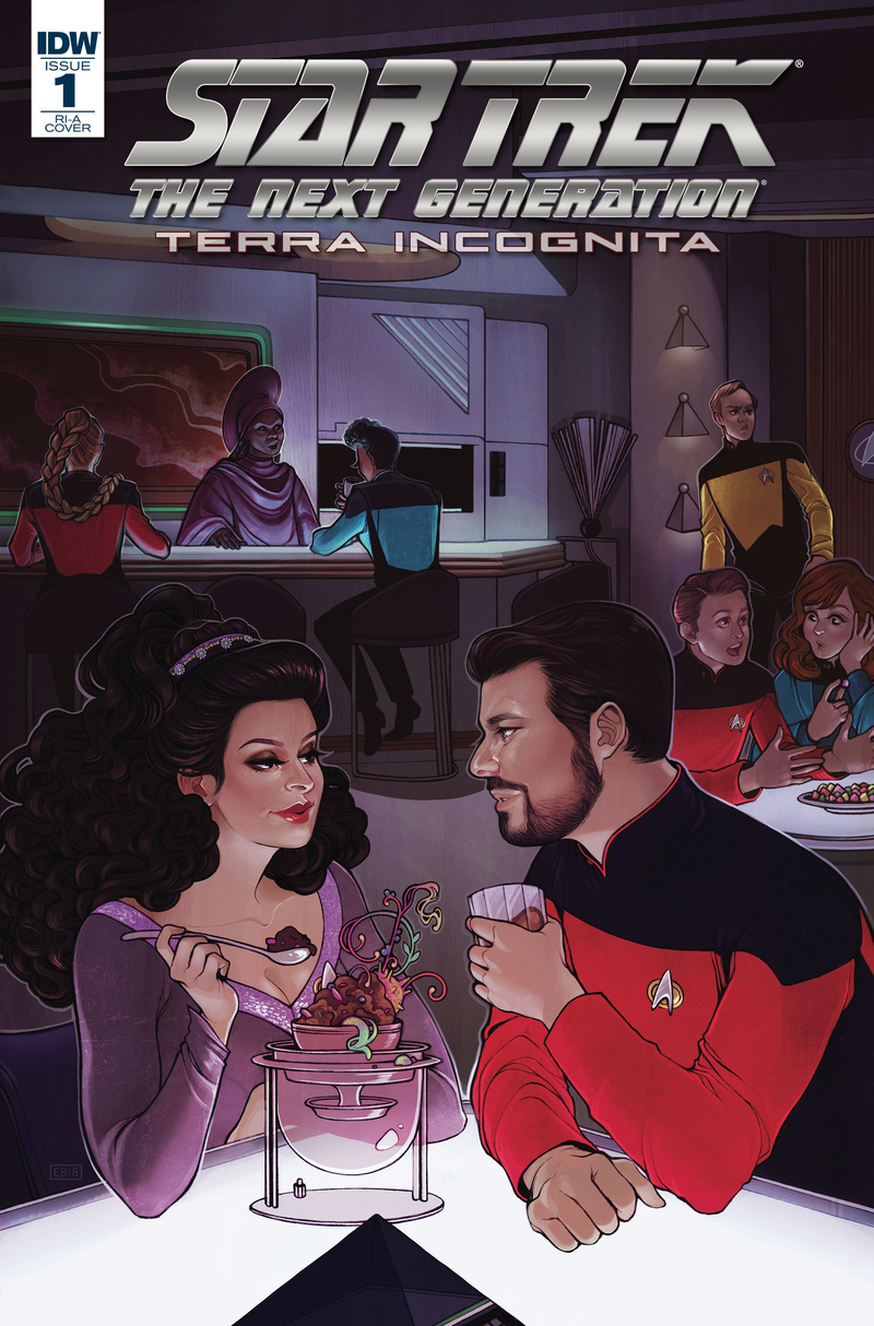 Date night for Troi and Riker in this variant cover.